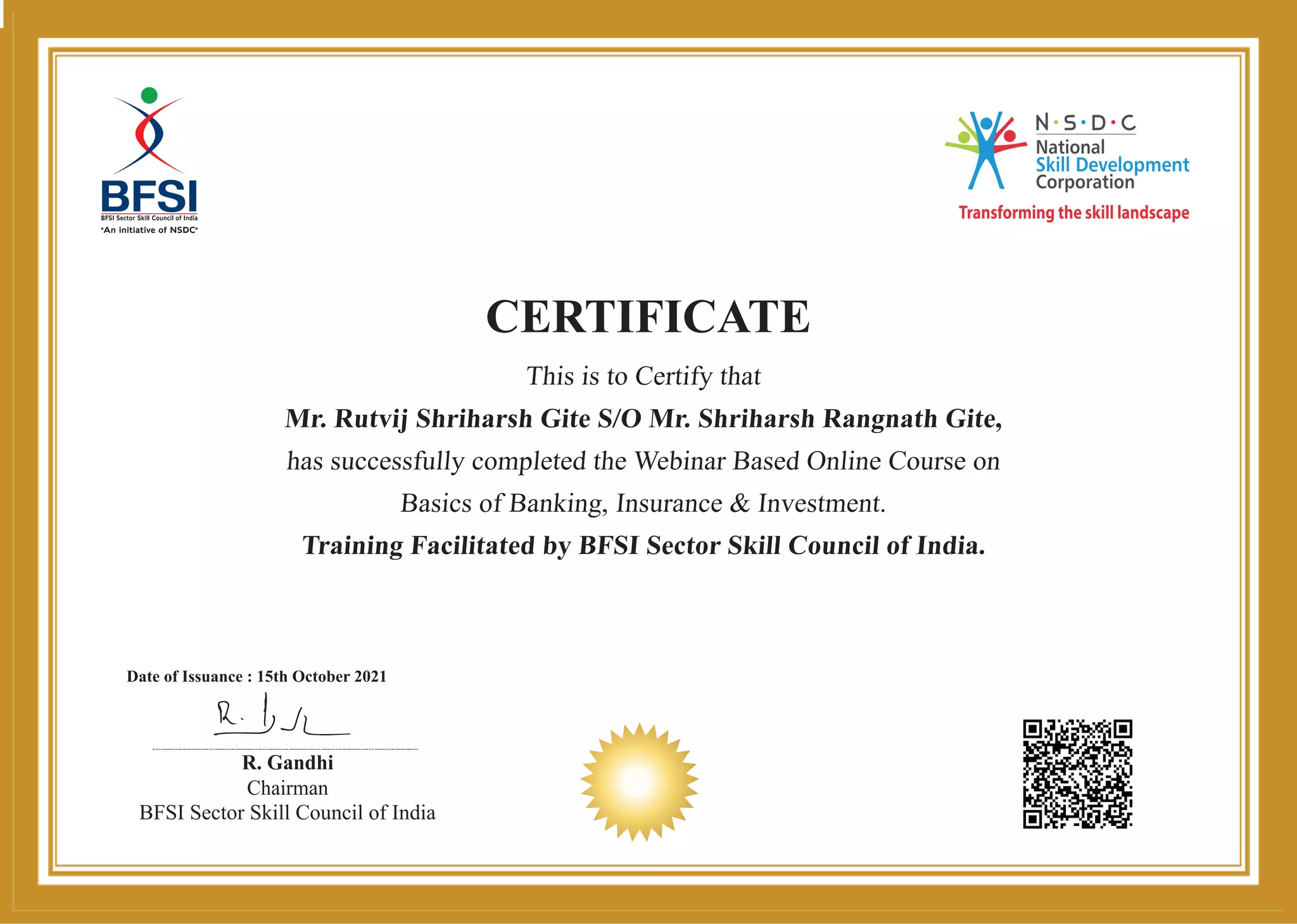 VSDC Edutech Sample Certificate